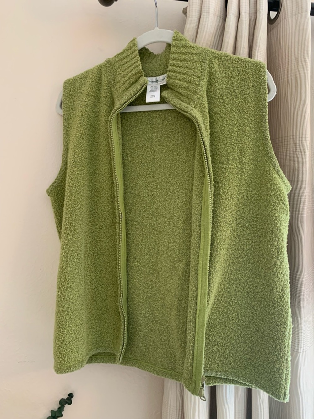 Coldwater Creek Green Textured Zip Vest